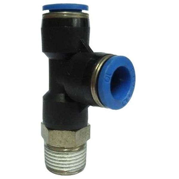 união rápida com entrada em T, conexão em T com rosca lateral, conexão rápida roscada, conector push-in em T, conector pneumático em T, conexão para ar comprimido em T, conexão instantânea em T, conexão tipo T, engate em T, engate rápido em T, conexão T d